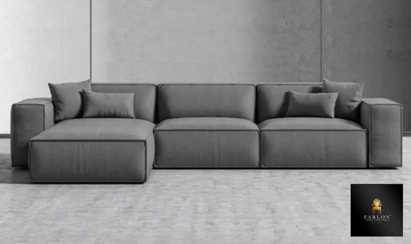 FHC 3 Seater Modular Charcoal Sectional Day Bed Couch