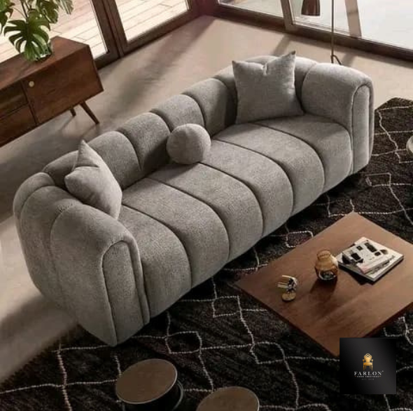 FHC 3 Seater Curved Grey Panelled Couch