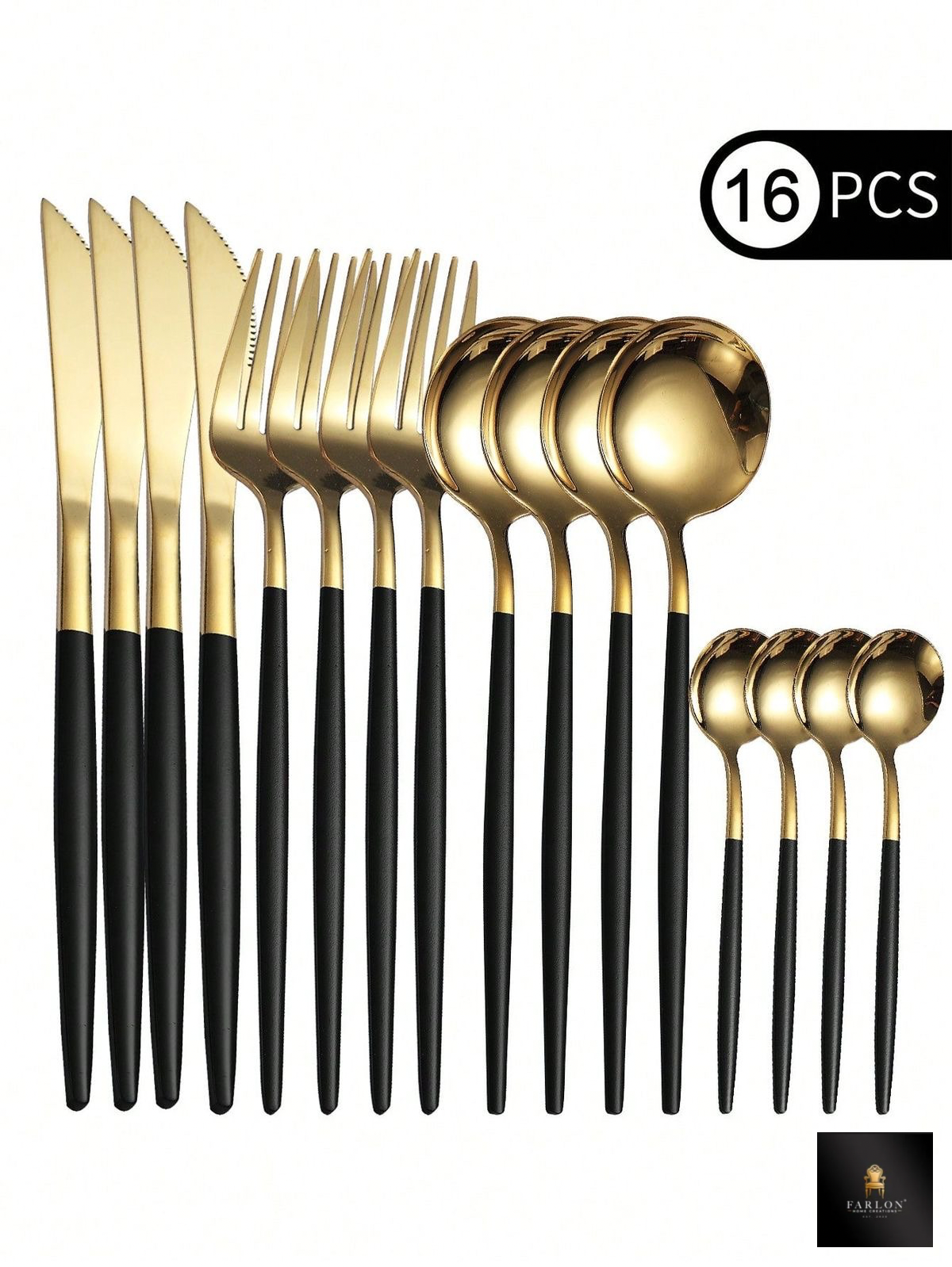 Gold-Trimmed Stainless Steel 24 Piece Cutlery Set