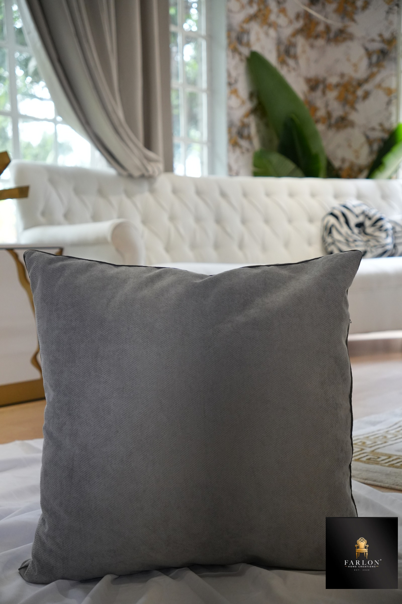 FHC Soft Gray Velvet-Touch Scatter Cushion