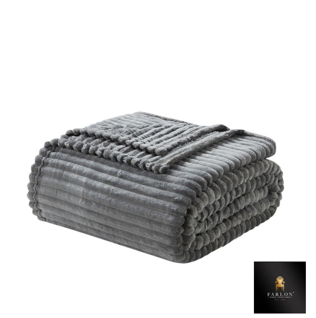FHC Ribbed Plush Throw Blanket