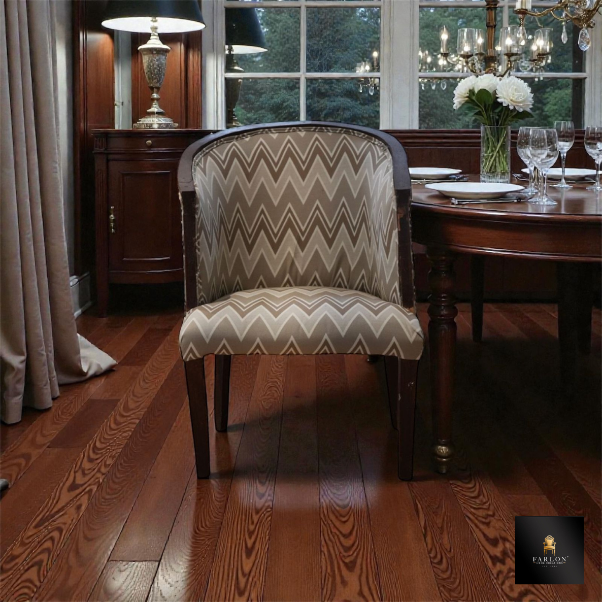 FHC Modern Chevron Barrel Accent Chair