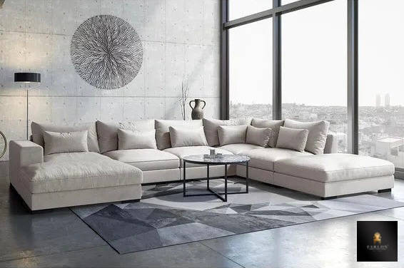 FHC Contemporary 6-7 Seater Cream Modular Sectional
