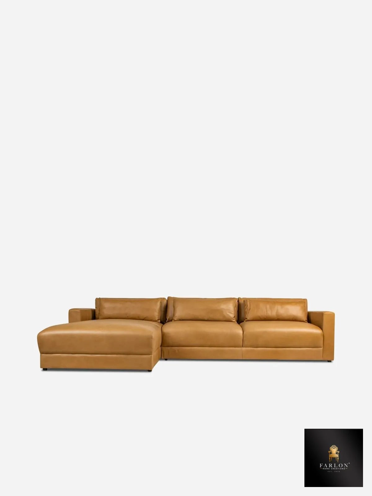 FHC 3 Seater Luxe Modern Buffalo Leather Sectional Sofa