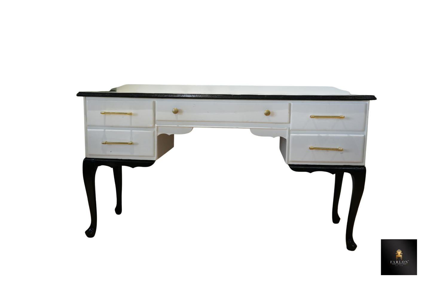 FHC White & Black Antique Ornate Desk
