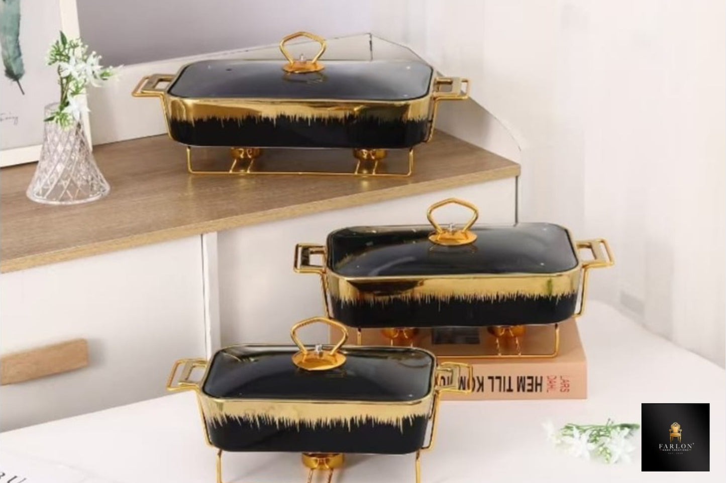 FHC 3 Piece Stunning Glass Serving Platter Set