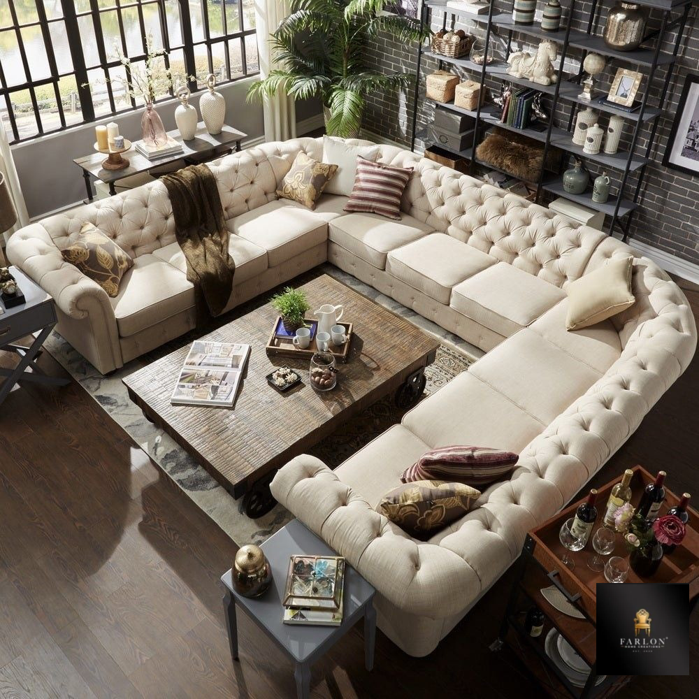 FHC 11 Seater Luxury Tufted U-Shaped Sectional Sofa 3MX4MX3M