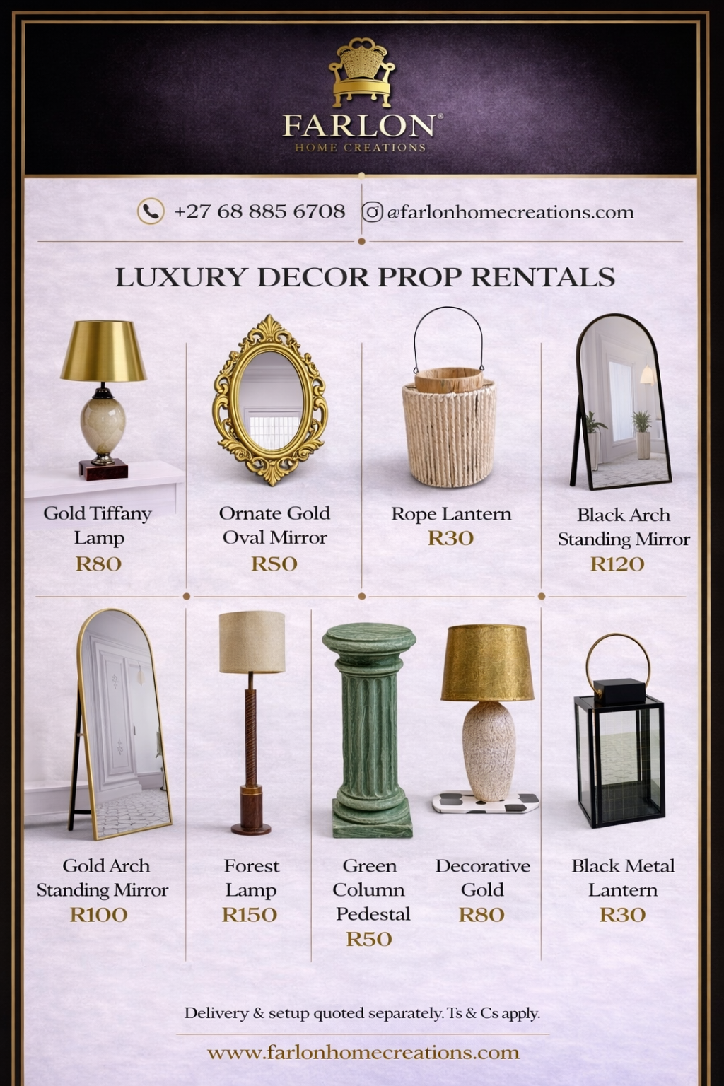 FHC LUXUXY PROPS FOR HIRE