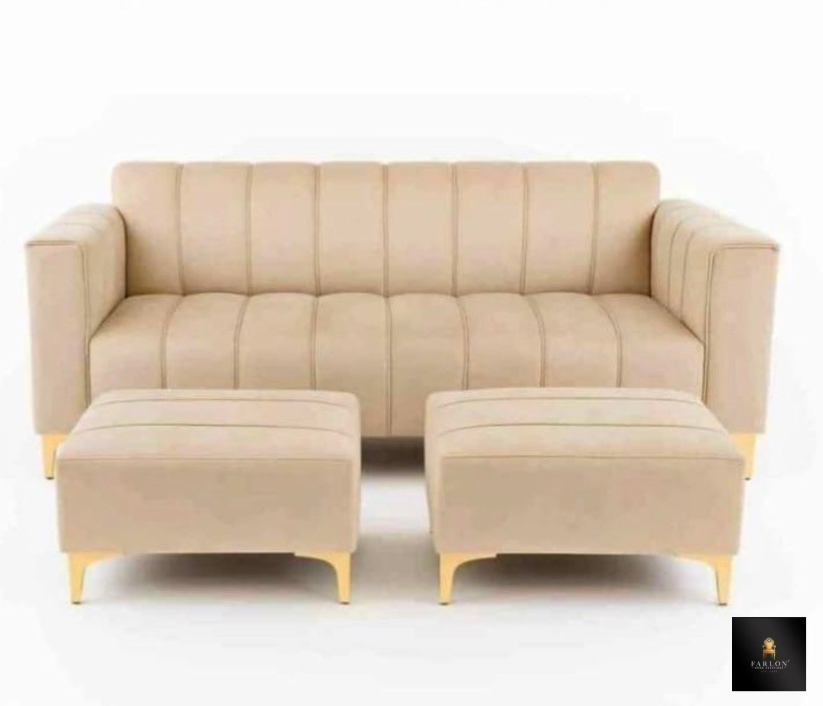 FHC Modern Panel Couch With Dual Ottoman