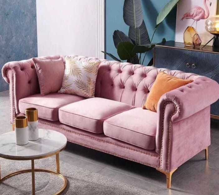 FHC 3 Seater Velvet Chesterfield Couch