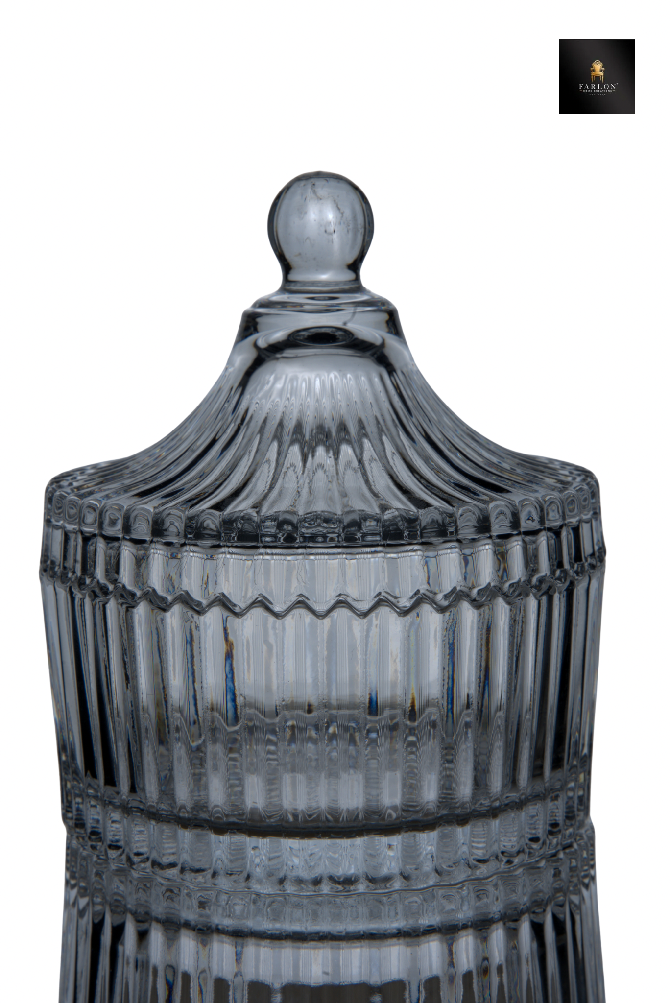 FHC Vintage Ribbed Glass Storage Jar with Lid ( 3 Piece Set)