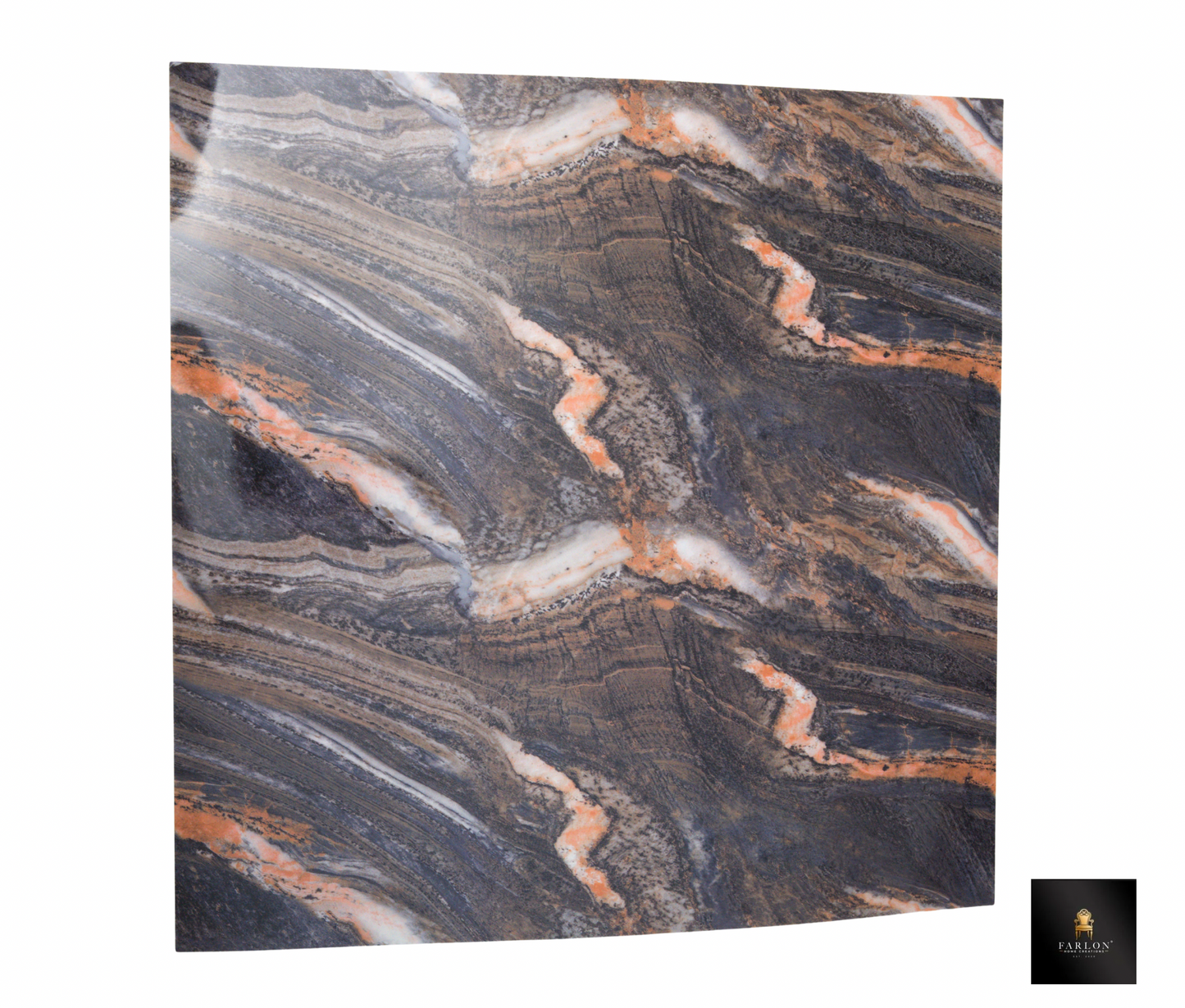 FHC Black, Gold, White and Copper Fusion Marble Wall Stick Wallpaper 10 Piece