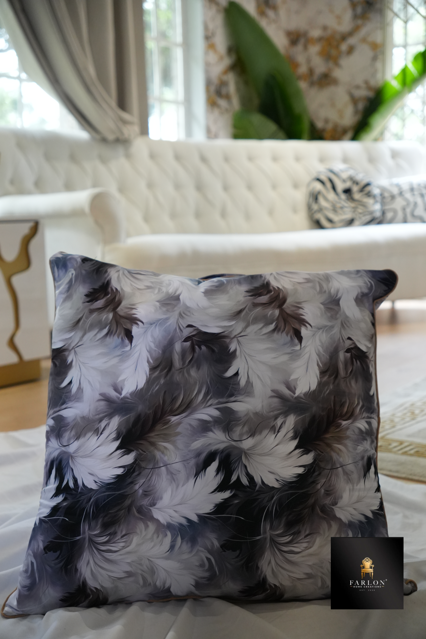 FHC Feather-Inspired Artistic Scatter Cushion