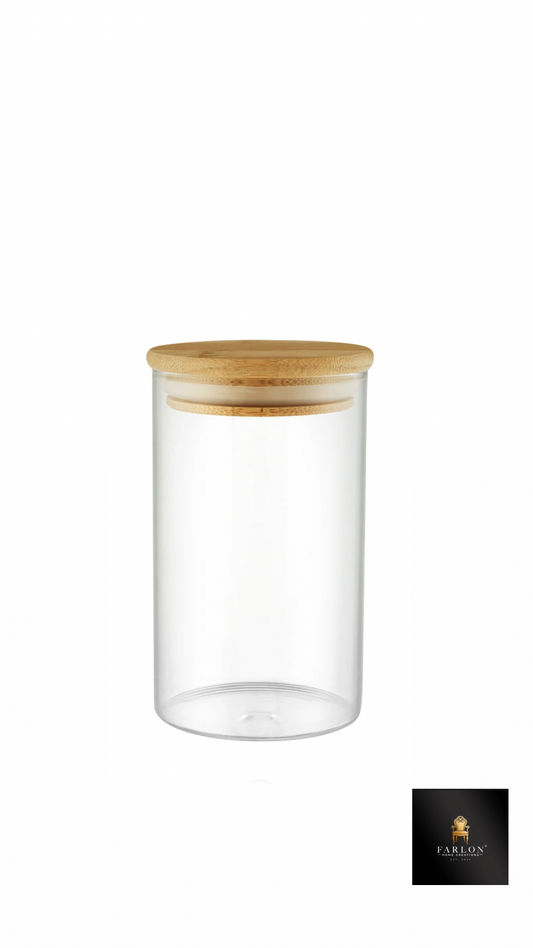 FHC Glass Storage Jar with Bamboo Lid (Small) - 4 piece Set