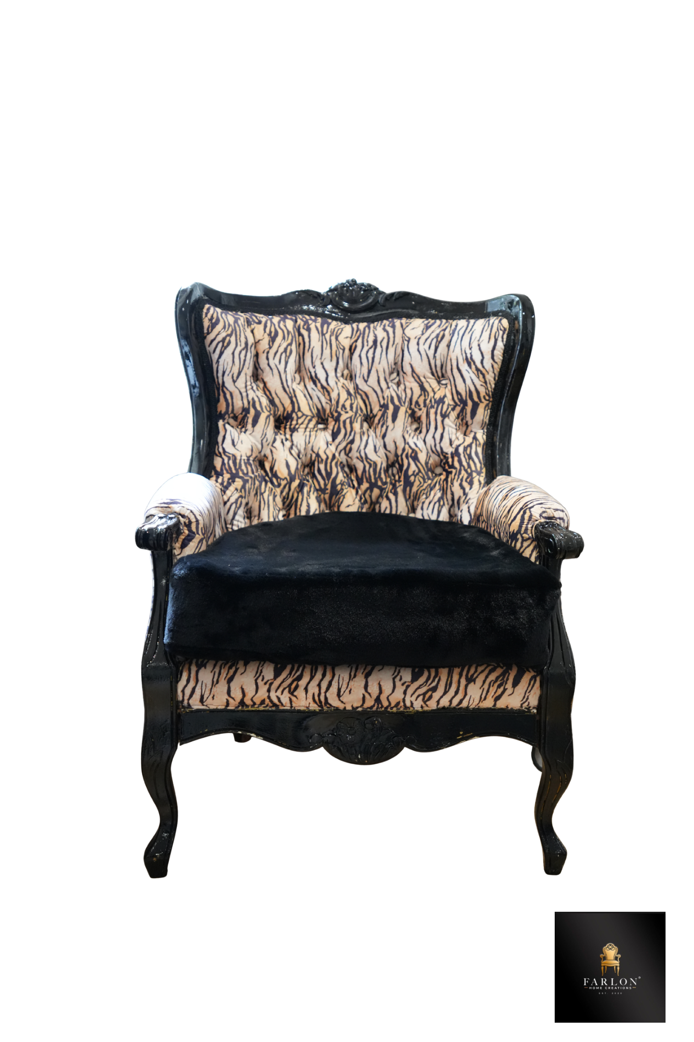 FHC  Luxury Antique Leopard  Print Button Tufted Couch