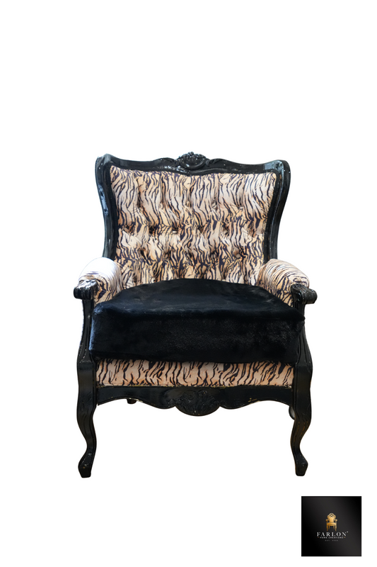 FHC  Luxury Antique Leopard  Print Button Tufted Couch