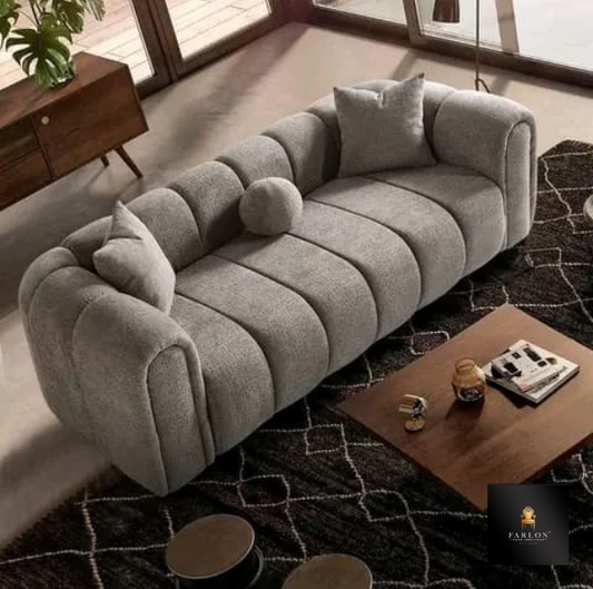 FHC 3 Seater Curved Grey Panelled Couch