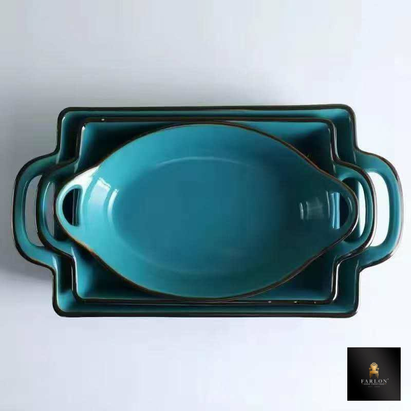 FHC 3 Piece Glass Serving and Warming Platter Set