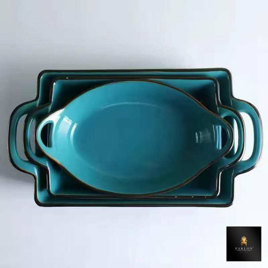 FHC 3 Piece Glass Serving and Warming Platter Set