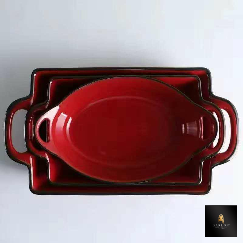 FHC 3 Piece Glass Serving and Warming Platter Set