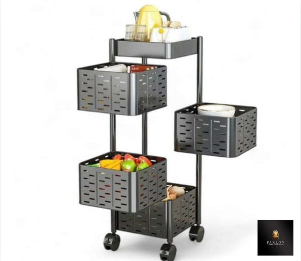 FHC Vegetable and Fruit 4 Layer Movable Storage Stand