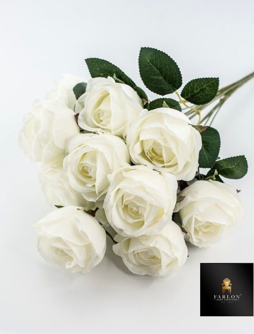 FHC Faux 10 Piece White Roses