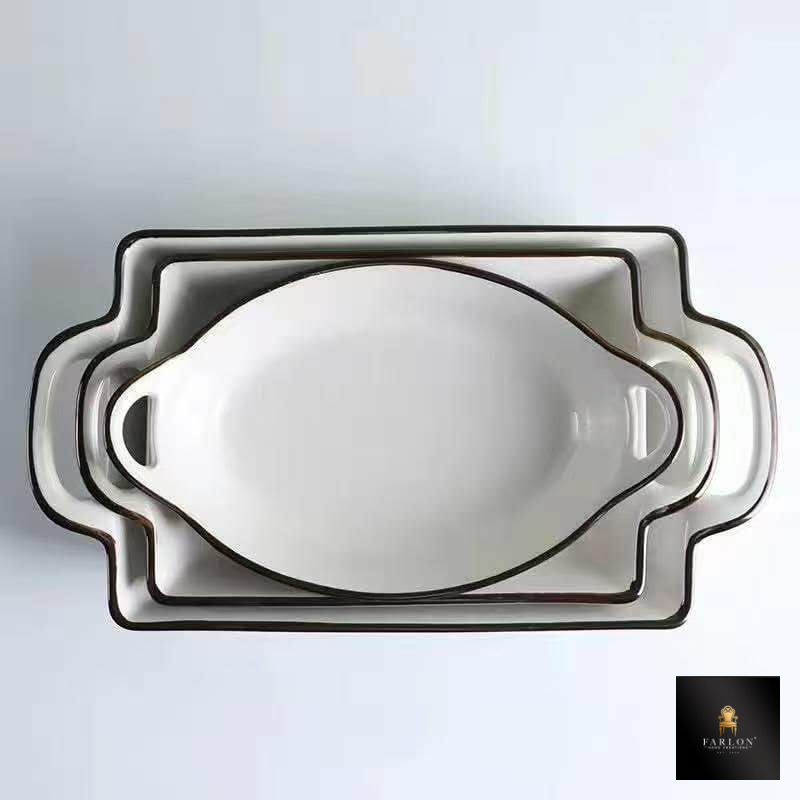 FHC 3 Piece Glass Serving and Warming Platter Set