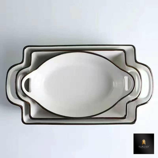 FHC 3 Piece Glass Serving and Warming Platter Set