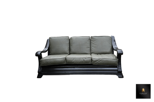 FHC Classic Wood-Frame Sofa with Olive Plush Cushions