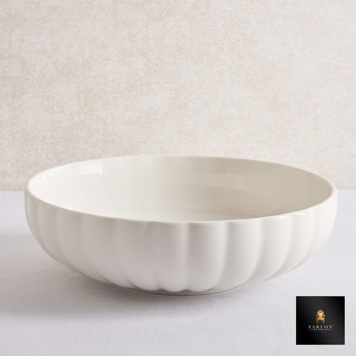 FHC Ivory Fluted Serving Bowl (Large)