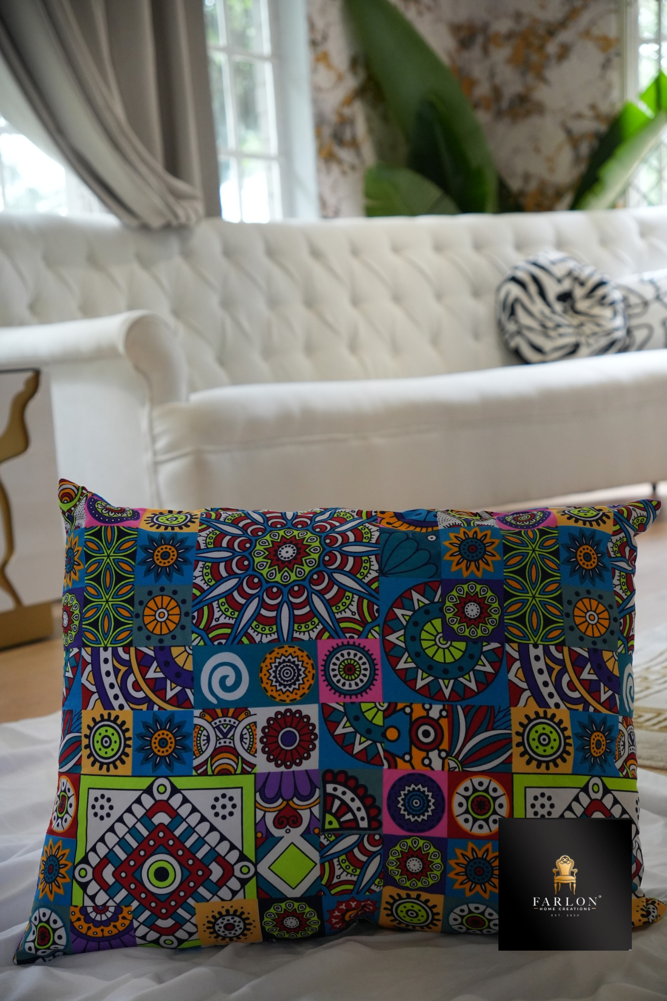 FHC Vibrant Mosaic Art Scatter Cushion