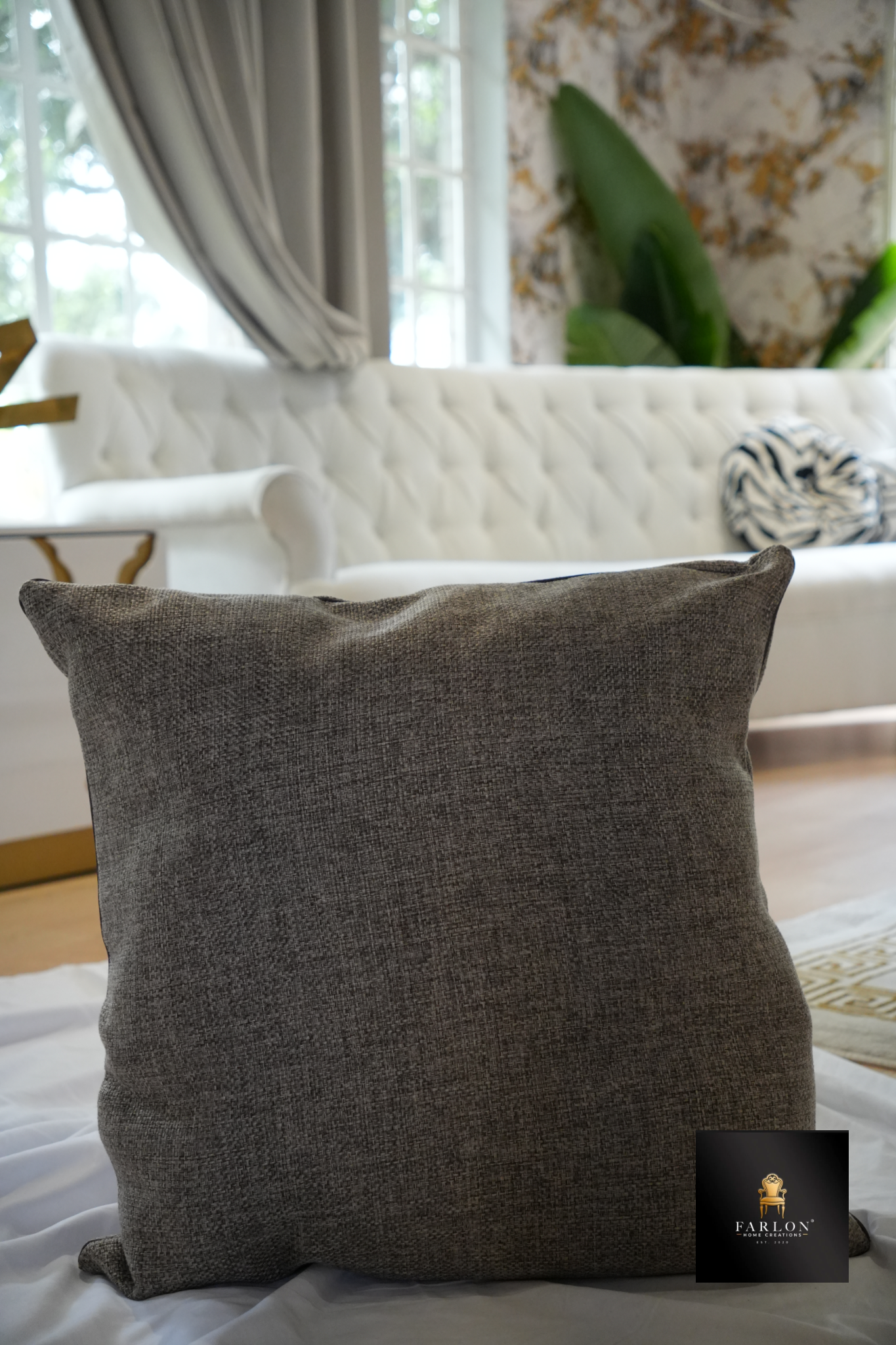 FHC Classic Charcoal Textured Scatter Cushion