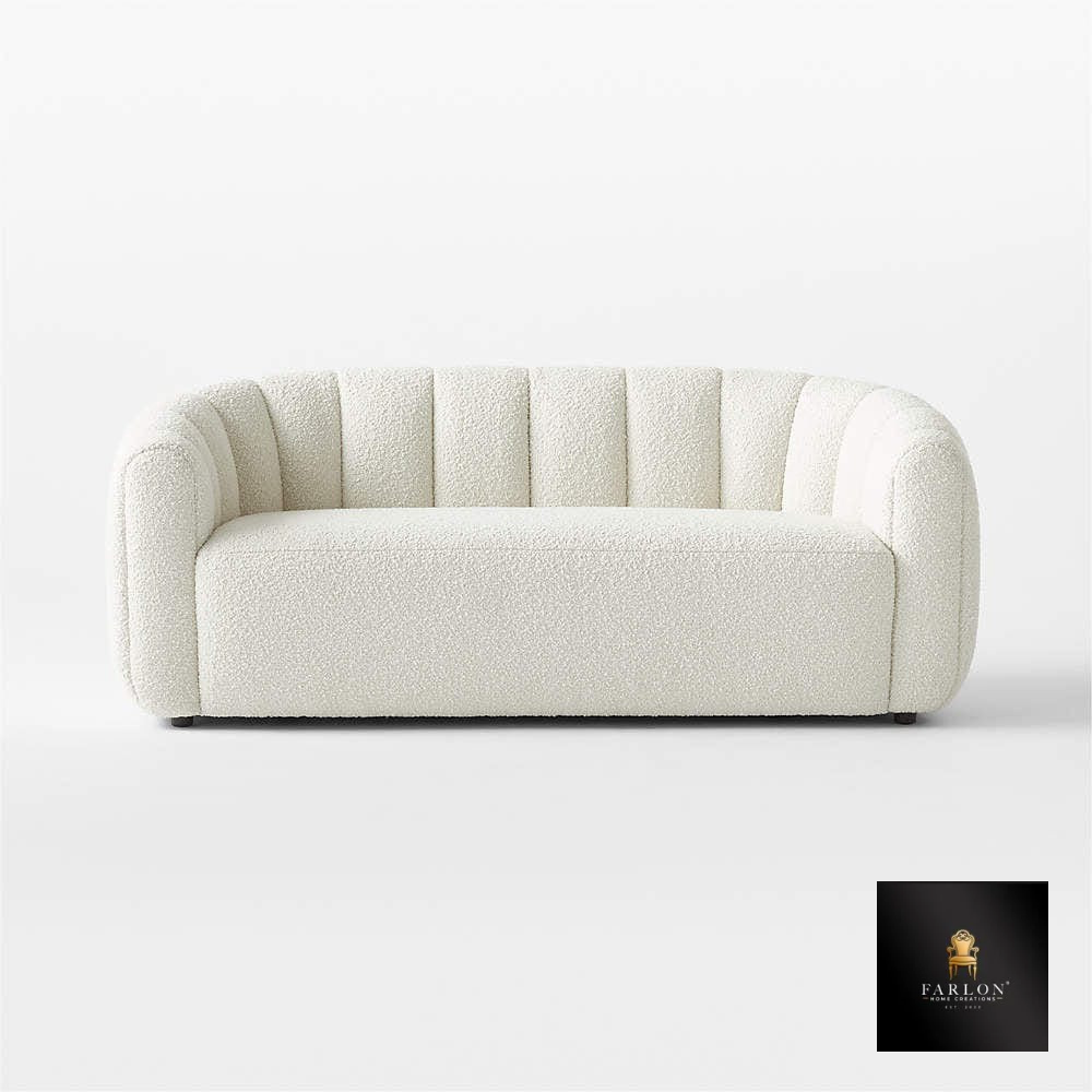 FHC 2-Seater Modern Curved Bouclé Couch