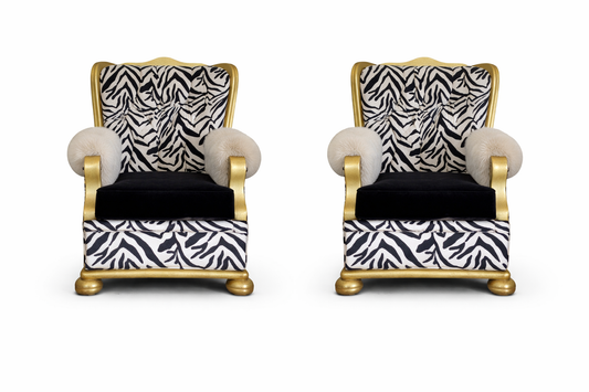 FHC Antique Luxe Zebra Accent Armsofa For Hire