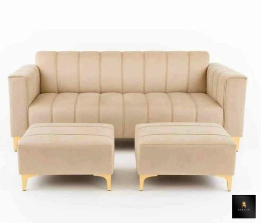 FHC Modern Panel Couch With Dual Ottoman