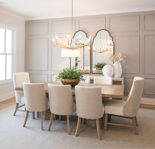 FHC 8-Seater Modern Wooden Cream Dining Set