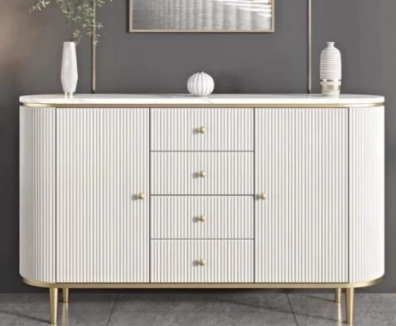 FHC Marble Top Sideboard with Gold Accents