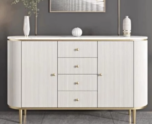 FHC Marble Top Sideboard with Gold Accents