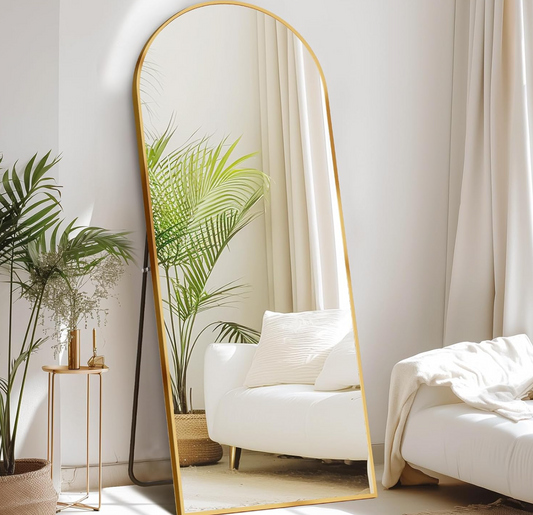 FHC Arched Gold Full-Length Floor Mirror
