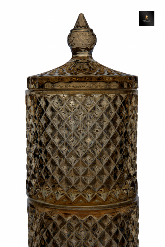 FHC Vintage Cut Glass Canister with Lid - ( 3 Piece Set)