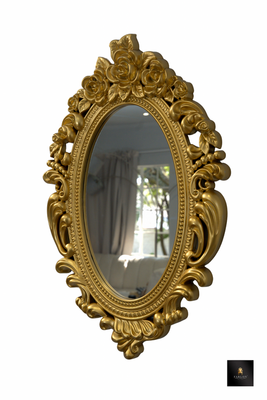 FHC Baroque Gold Ornate Oval Mirror