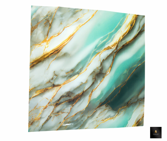 FHC Emerald Gold Onyx Marble Wall Stick Wallpaper 10 Piece