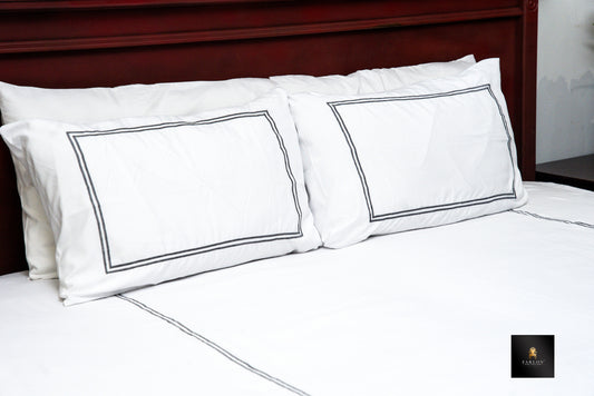 FHC Luxury Egyptian cotton White with Grey Strip Hotel Style Duvet Cover