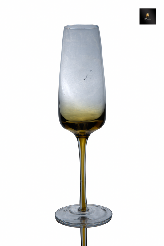 FHC Amber Stem Champagne Flute Glass 6 Piece
