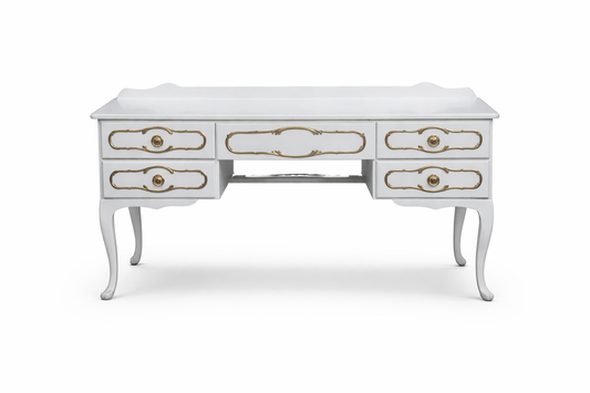 FHC White Antique Ornate Dresser Desk